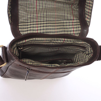 Střední pánská kožená crossbody brašna hnědá - SendiDesign Lysander
