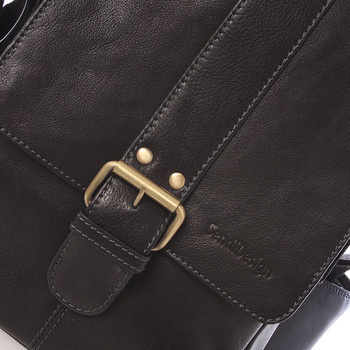 Střední pánská kožená crossbody brašna černá - SendiDesign Lysander