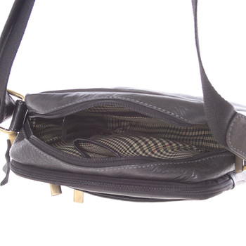Stylová pánská kožená taška přes rameno černá - SendiDesign Loukanos