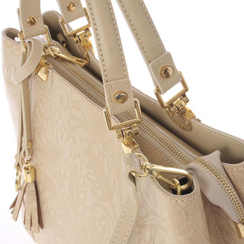 Originální dámská kožená kabelka béžová - ItalY Mattie