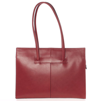 Velká elegantní dámská kožená kabelka červená - ItalY Hernana 