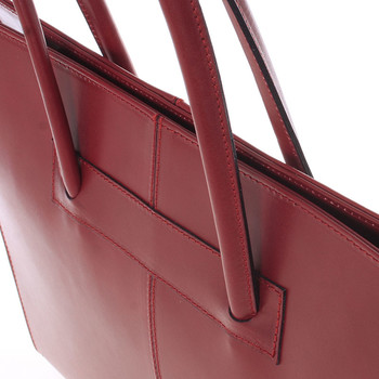 Velká elegantní dámská kožená kabelka červená - ItalY Hernana 