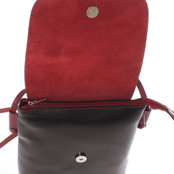 Dámská kožená crossbody kabelka černo červená - ItalY Tamia