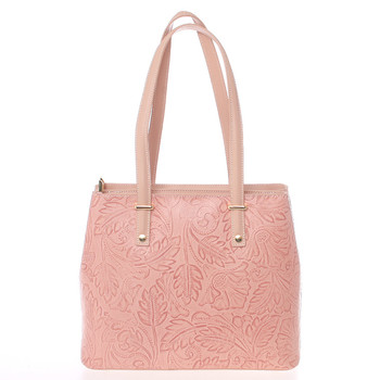 Exkluzivní dámská kožená kabelka růžová - ItalY Logistilla