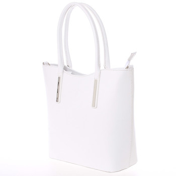 Elegantní bílá kožená kabelka přes rameno - ItalY Madeline