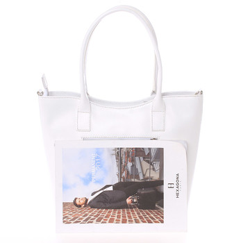 Elegantní bílá kožená kabelka přes rameno - ItalY Madeline