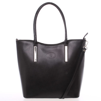 Elegantní černá kožená kabelka přes rameno - ItalY Madeline