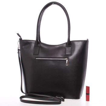 Elegantní černá kožená kabelka přes rameno - ItalY Madeline