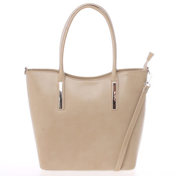 Elegantní tmavě béžová kožená kabelka přes rameno - ItalY Madeline