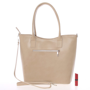 Elegantní tmavě béžová kožená kabelka přes rameno - ItalY Madeline