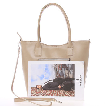 Elegantní tmavě béžová kožená kabelka přes rameno - ItalY Madeline