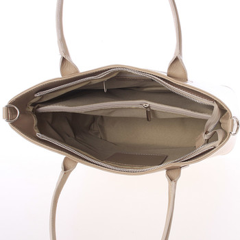 Elegantní tmavě béžová kožená kabelka přes rameno - ItalY Madeline