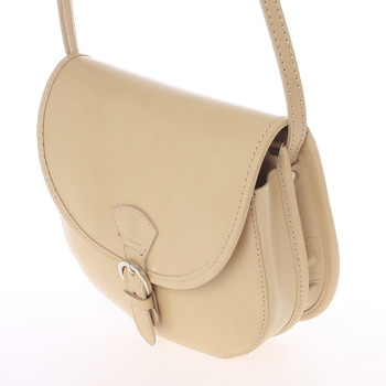 Malá světlá taupe pevná crossbody kožená kabelka - ItalY EmRoya
