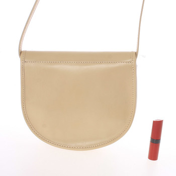 Malá světlá taupe pevná crossbody kožená kabelka - ItalY EmRoya