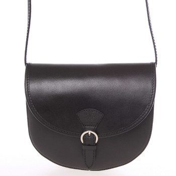 Malá černá pevná crossbody kožená kabelka - ItalY EmRoya