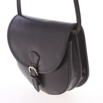 Malá černá pevná crossbody kožená kabelka - ItalY EmRoya