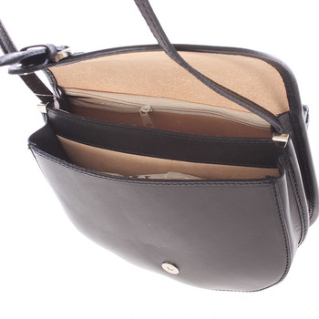 Malá černá pevná crossbody kožená kabelka - ItalY EmRoya