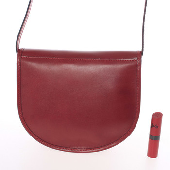 Malá červená pevná crossbody kožená kabelka - ItalY EmRoya