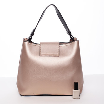 Trendy elegantní dámská kabelka lesklá růžová - Tommasini Alejandra