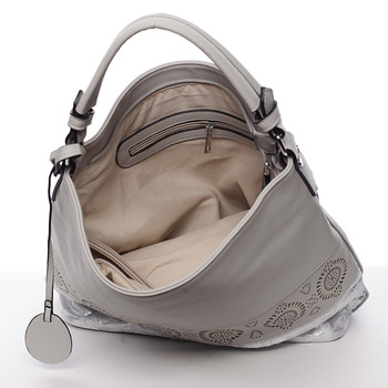 Luxusní a exkluzivní měkká velká dámská kabelka šedá - MARIA C Missa