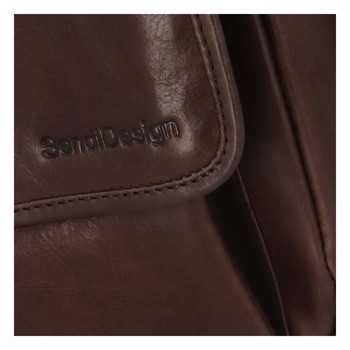 Hnědá luxusní kožená pánská taška - Sendi Design Heliodoros New