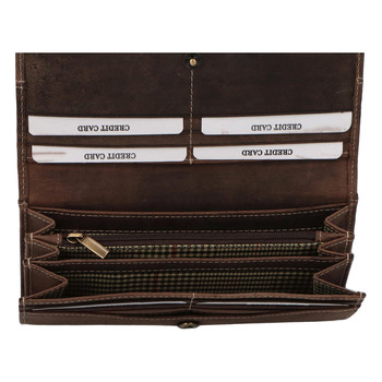 Dámská kožená peněženka hnědá broušená se vzorem - Tomas Farbe