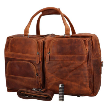 Cestovní kožená taška koňaková - GreenWood Surafel