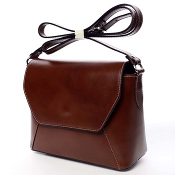 Hnědá dámská kožená crossbody kabelka - ItalY Dunya Two