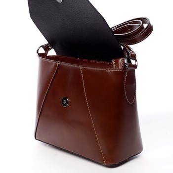 Hnědá dámská kožená crossbody kabelka - ItalY Dunya Two