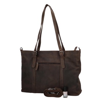 Luxusní dámská kožená kabelka přes rameno tmavě hnědá - Greenwood Elaisy