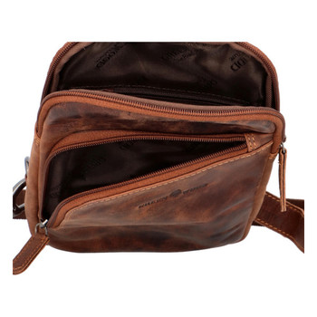 Kožený crossbody batůžek hnědý - Greenwood Awelaos