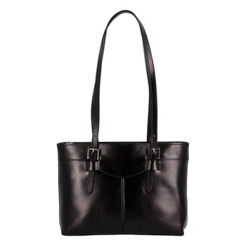 Módní dámská kožená kabelka černá - ItalY Zoelle
