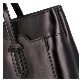 Dámská kožená kabelka přes rameno černá - ItalY Yuramica