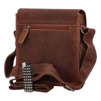 Pánská kožená crossbody taška hnědá - Greenwood Chemis