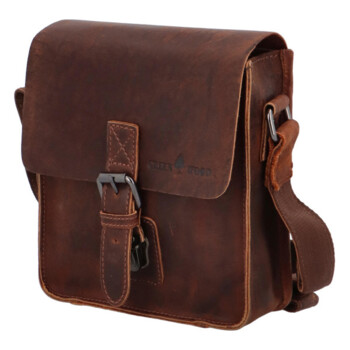 Pánská kožená crossbody taška hnědá - Greenwood Chemis