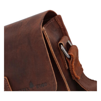 Pánská kožená crossbody taška hnědá - Greenwood Chemis