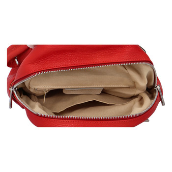 Malý dámský kožený batůžek červený - ItalY Crossan