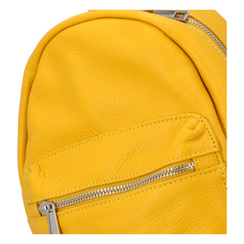 Malý dámský kožený batůžek žlutý - ItalY Crossan