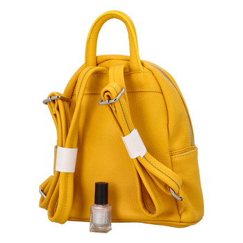 Malý dámský kožený batůžek žlutý - ItalY Crossan