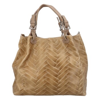 Dámská kožená kabelka přes rameno světlá taupe - ItalY Chelsea