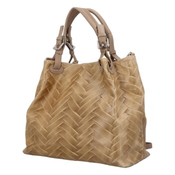 Dámská kožená kabelka přes rameno světlá taupe - ItalY Chelsea