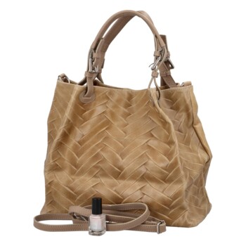 Dámská kožená kabelka přes rameno světlá taupe - ItalY Chelsea