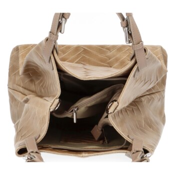 Dámská kožená kabelka přes rameno světlá taupe - ItalY Chelsea