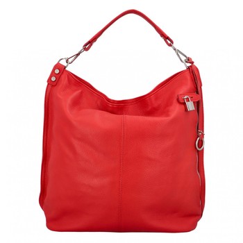 Velká kožená dámská kabelka červená - ItalY Celinda Mat