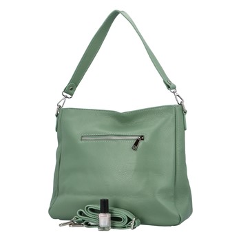 Dámská kožená kabelka přes rameno bledě zelená - Delami Jody