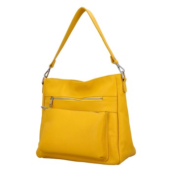 Dámská kožená kabelka přes rameno žlutá - Delami Jody