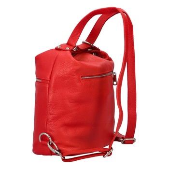 Dámská kožená kabelka batoh červená - ItalY Nadinea