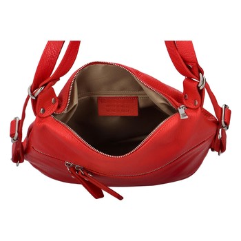 Dámská kožená kabelka batoh červená - ItalY Nadinea