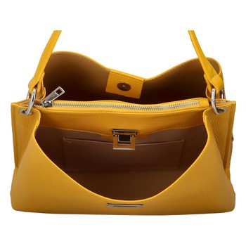 Luxusní dámská kožená kabelka žlutá - ItalY Lucy