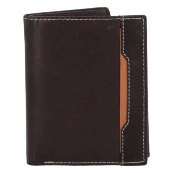 Pánská kožená peněženka tmavě hnědá - Diviley Cuong
